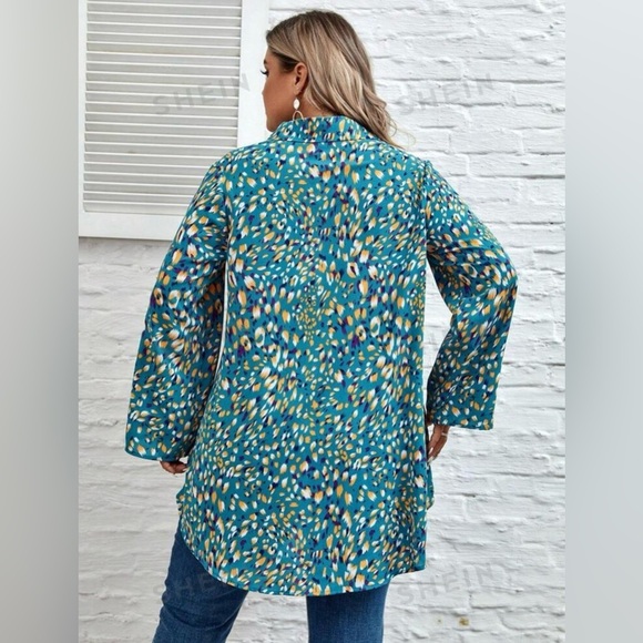 SHEIN LUNE Plus Allover Print Roll Tab Sleeve Shirt 4XL - Picture 4 of 8